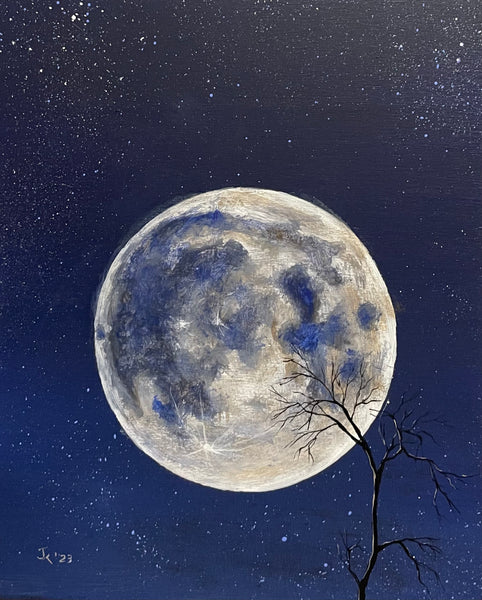 John Kenward Original Painting “Reaching up to the Moonlight” -  8” x 10”