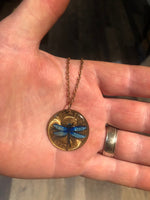 John Kenward Hand Painted Dragonfly “Lucky Penny” Necklace