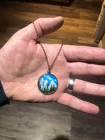 John Kenward Hand Painted Cool Mountains “Lucky Penny” Necklace