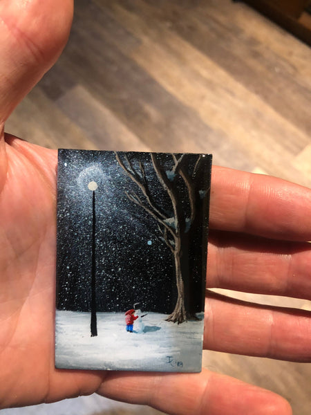 John Kenward Original Miniature Painting/Fridge Magnet 2" x 3"