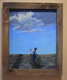 John Kenward Original Painting with Handmade Barnboard Frame “Innocence”  16" x 20"