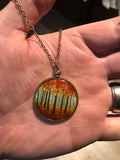 John Kenward Hand Painted Fall Colours “Lucky Penny” Necklace