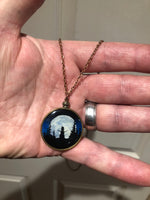 John Kenward Hand Painted Snowman’s World “Lucky Penny” Necklace