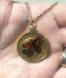 John Kenward Hand Painted Monarch Butterfly “Lucky Penny” Pendant