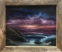 John Kenward Original Painting in Barn Board Frame "By the Sea" 16" x 20"