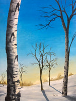 John Kenward Original Painting “Winter Birch I” 12” x 16”