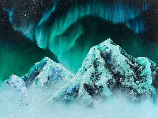 John Kenward Original Painting “Alpine Aurora” 12” x 16”