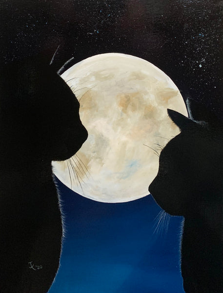 John Kenward Original Painting 18” x 24” “Moonlight Encounter”