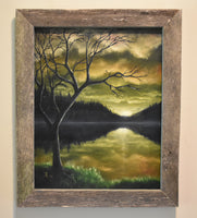 John Kenward Original Painting in Barn Board Frame "Quiet Reflections" 16" x 20"